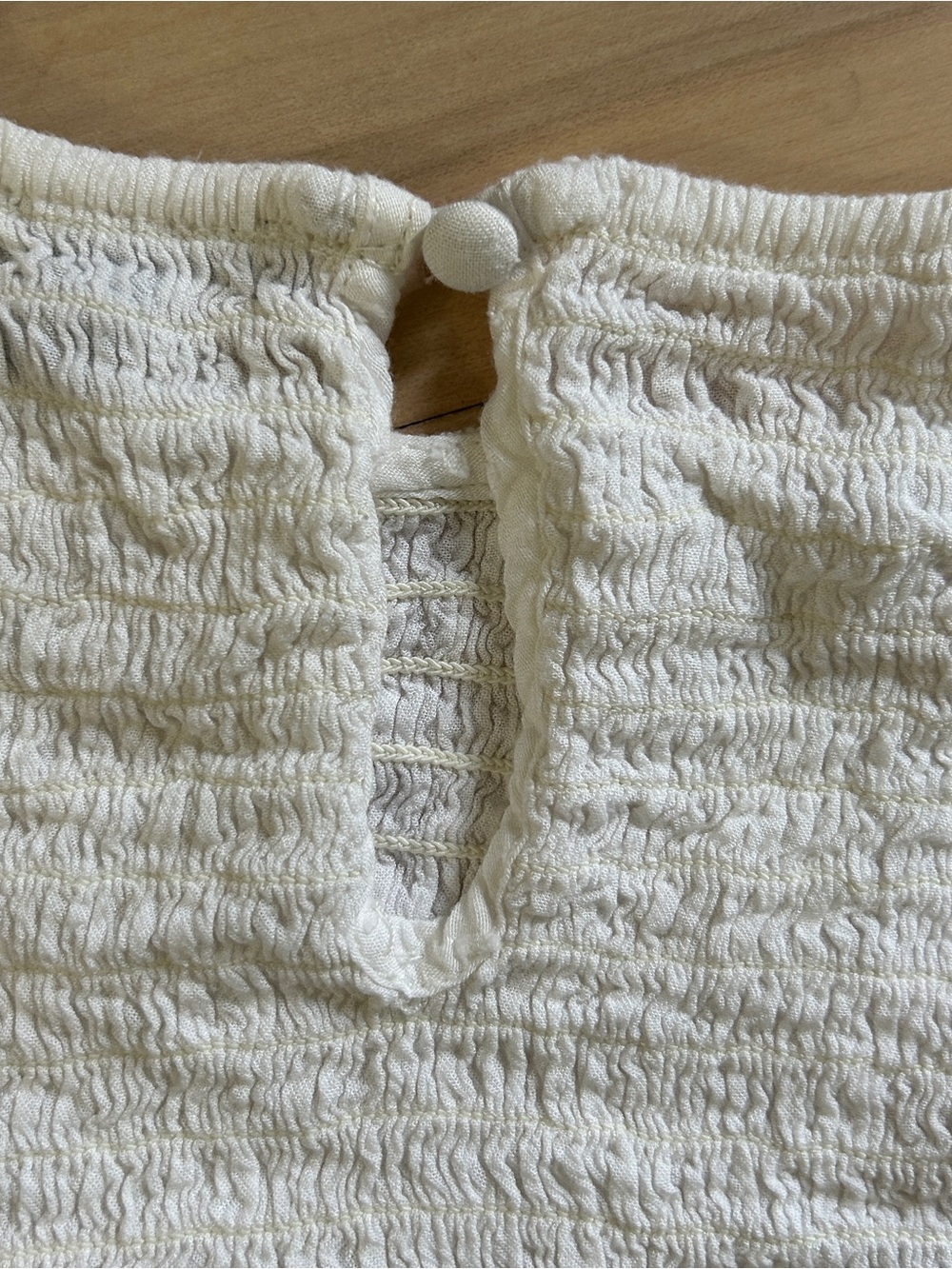 American Eagle Outfitters Bell Sleeve Smocked Top Boho Festival Size M White - Picture 9 of 12